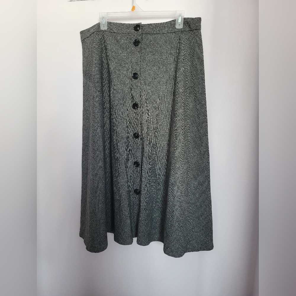 Simons Contemporaine Elegant Gray A-Line wool herringbone Skirt sz 16